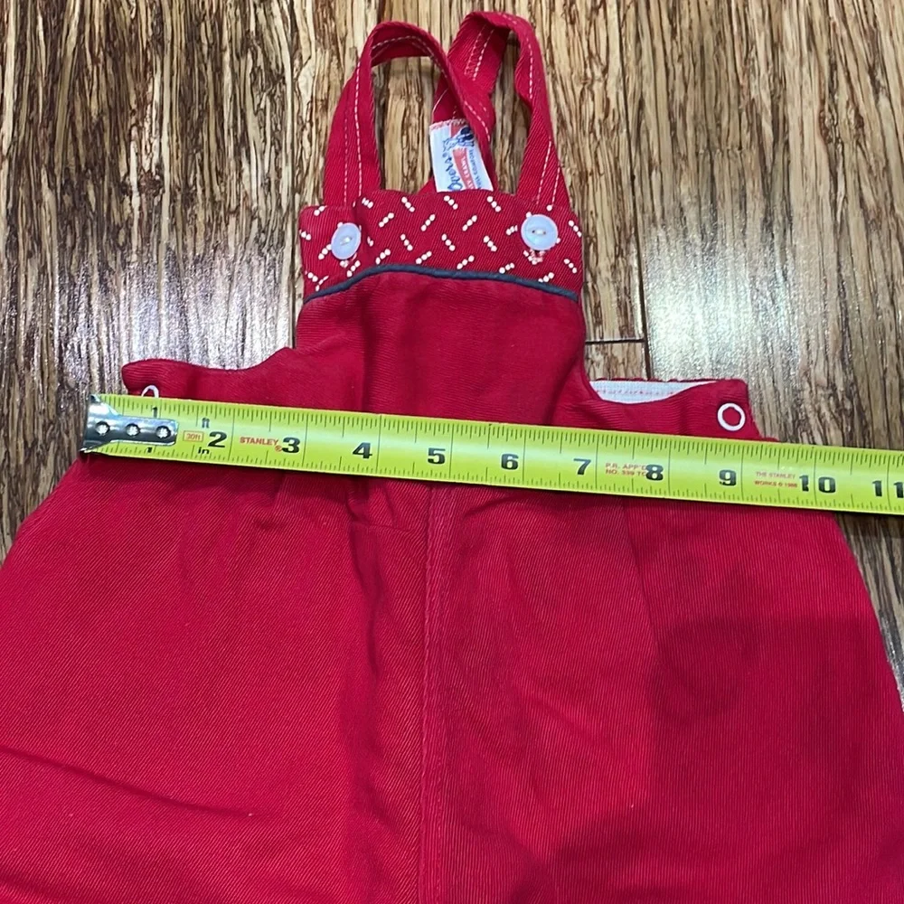 Vintage child’s red matching Christmas overalls and jacket set